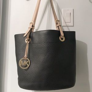 Michael Kors Medium Sized Black Tote Nude Strap